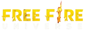 Stylized yellow text saying "FREE FIRE UNIVERSE" with flame details.