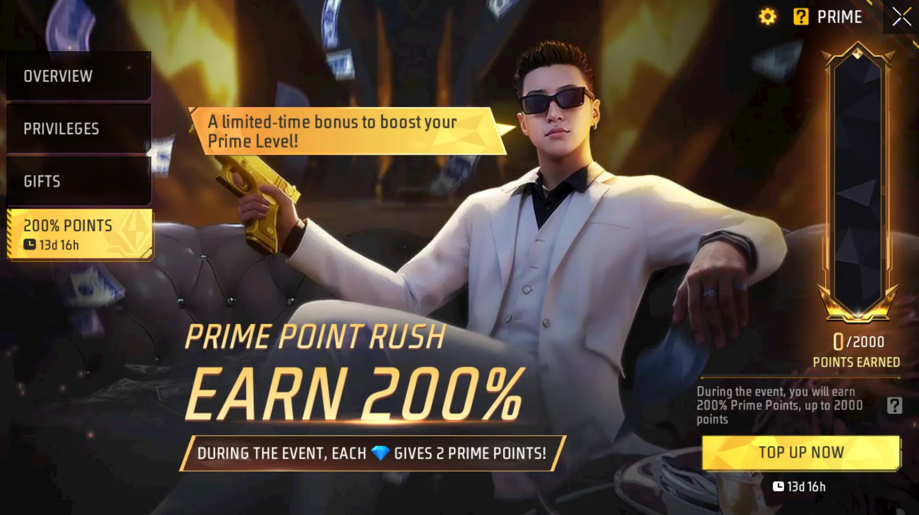 Free Fire 200% Prime Point Rush Event