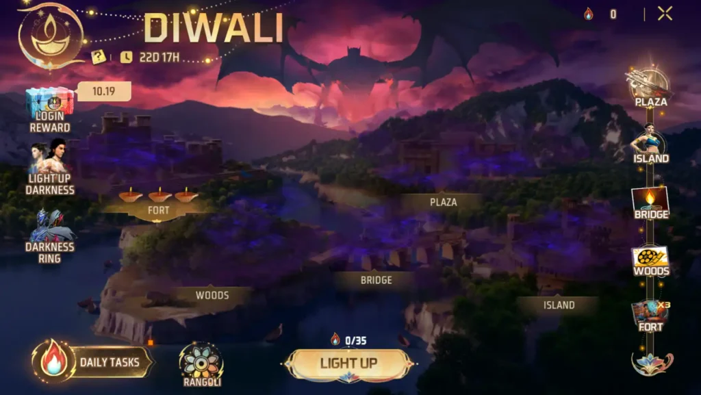 Free Fire Diwali 2025 Event interface