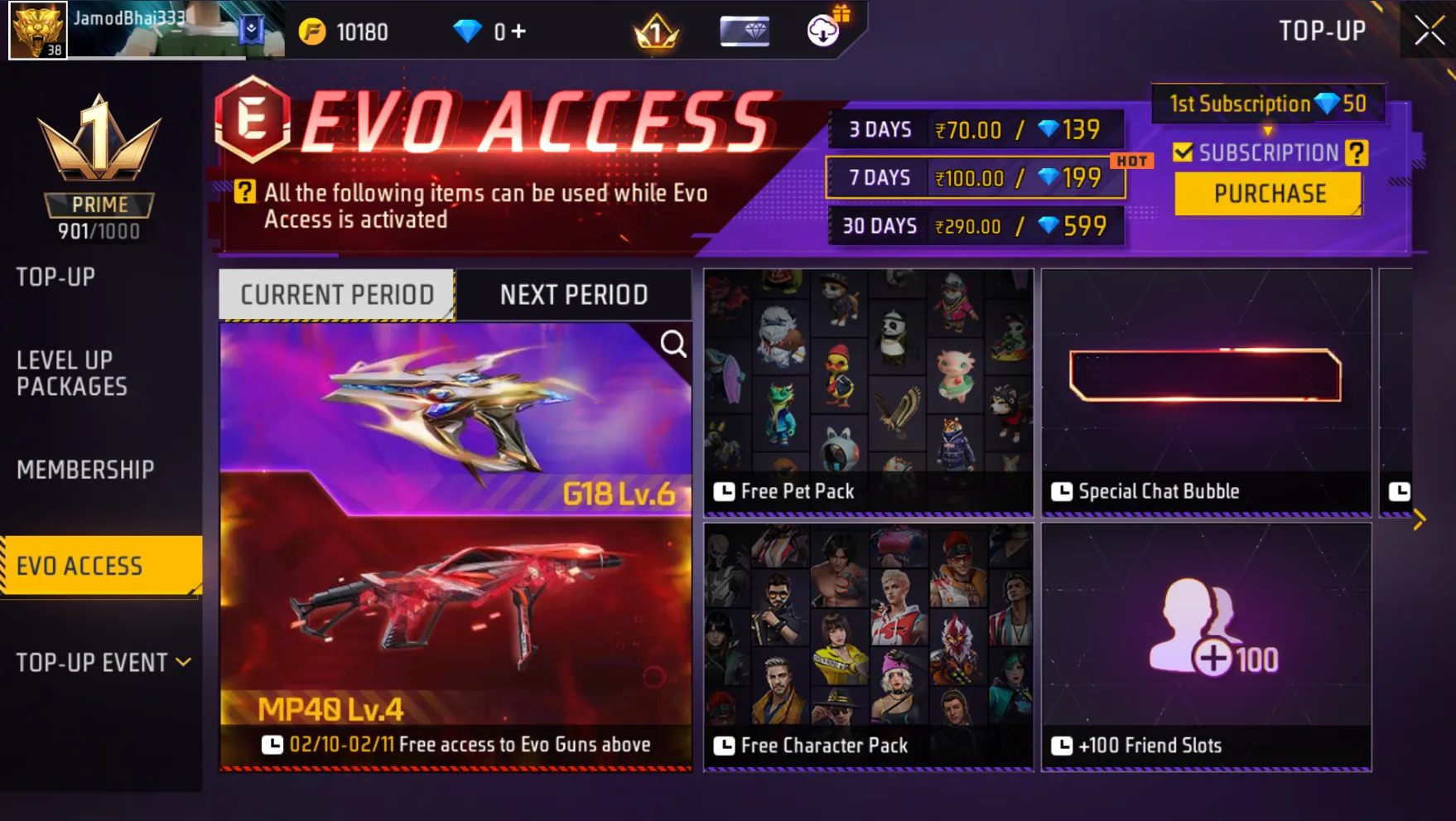 Free Fire Free Evo Access Event