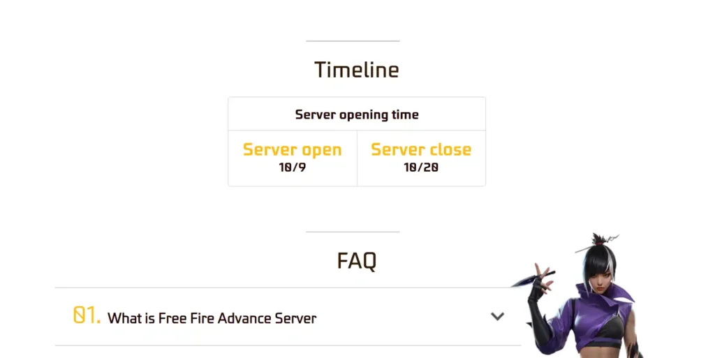 Free Fire OB51 Advance Server timeline