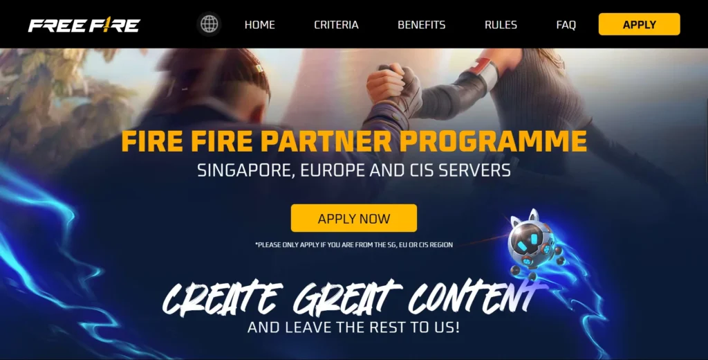 Free Fire Partner Program