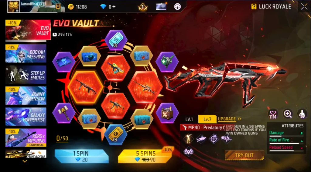 Free Fire Evo Vault Ring Event 2025 Get MP40 Cobra & 3 More Evo Gun Skins