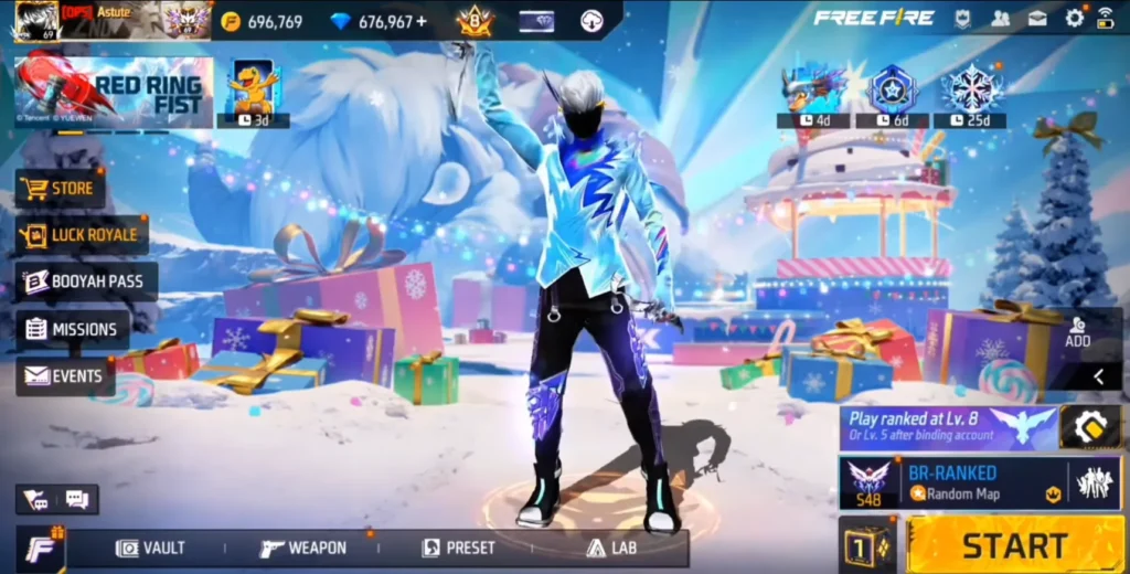 Free Fire Winterland theme lobby